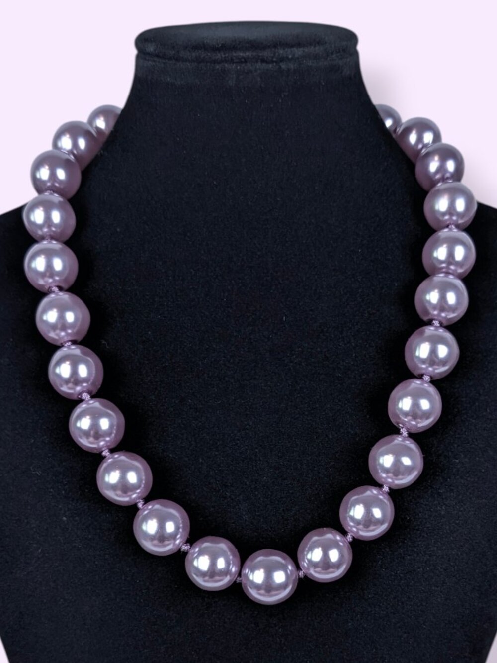 Vintage Joan Rivers Knotted Czech Purple Faux Pearl Necklace